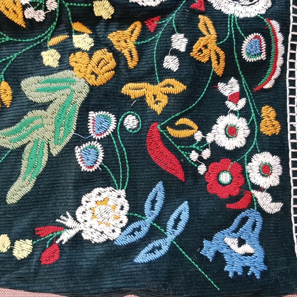 New Embroidered Mini Teal Corduroy Skirt - Picture 10 of 17